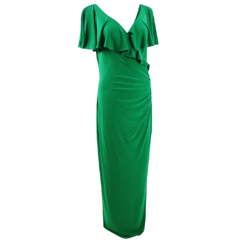 Beaded Maternity Evening Dress-Ralph Lauren Women's Cold Shoulder Jersey Gown Green Size 14