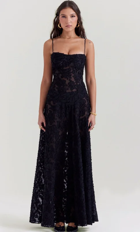 Tie Dye Evening Dress-Seren Gown (Black)