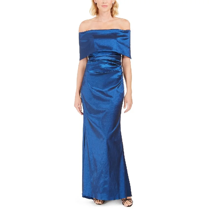 Long Gold Evening Dress-Vince Camuto Women's Off The Shoulder Gown Dark Blue Size 10