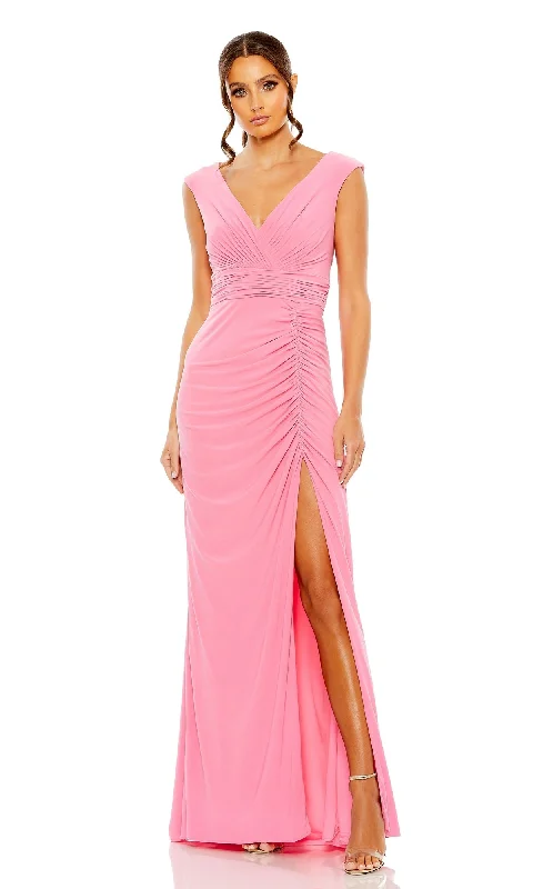 Chiffon One Shoulder Maxi Dresses-Mac Duggal Long Formal Dress 55974