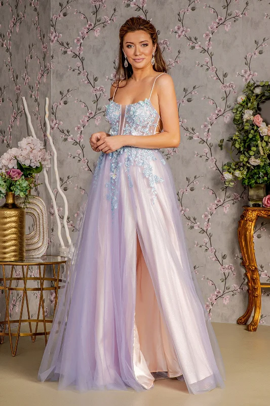 Sexy Off Shoulder Evening Dress-3D Butterfly Sleeveless Two-Tone Gown by GLS Gloria GL3252