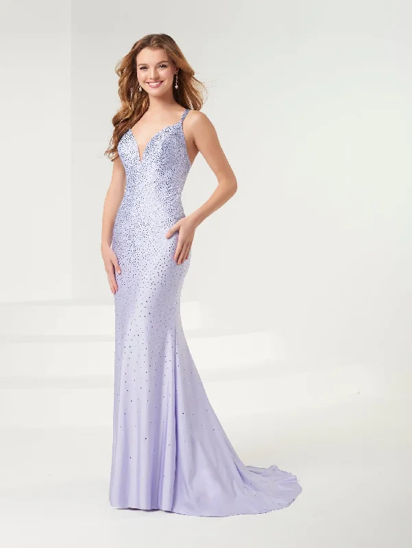 Maternity Maxi Evening Dress-Beaded Spandex Strappy Back Trumpet Dress by Panoply 14090