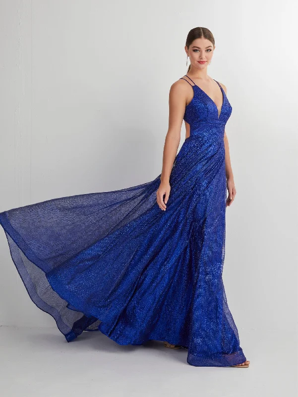 Sexy Off Shoulder Evening Dress-Glitter Tulle Sleeveless A-line Gown by Studio 17 12895