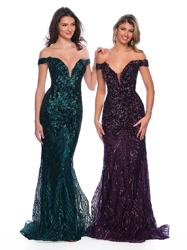 Embroidered Backless Evening Dress-Long Evening Dress by Dave and Johnny 11002