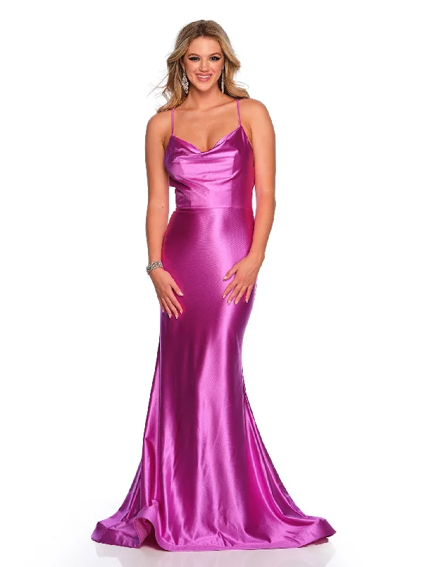 One Shoulder Satin Evening Dress-Long Evening Dress by Dave and Johnny 11291