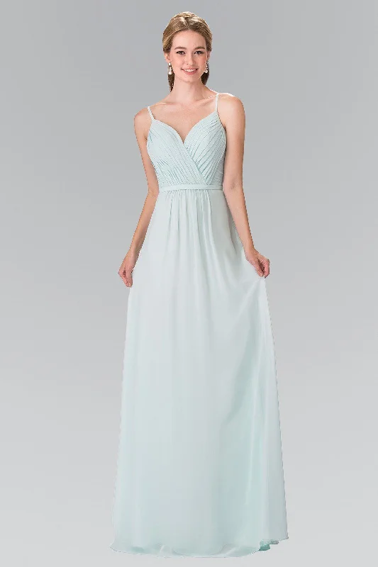 Ruffle Maxi Evening Dress-Long Sweetheart Spaghetti Strap Pleated Dress by Elizabeth K GL2374