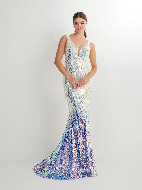 Party Evening Dress-Ombre Sequin Sleeveless Mermaid Dress by Studio 17 12885