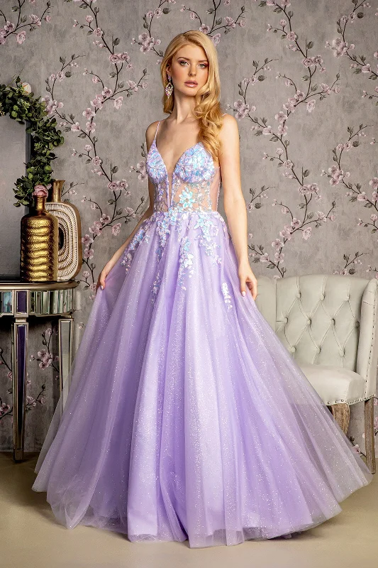 Teens Sleeveless Evening Dress-Sequin Applique Sleeveless A-line Gown by GLS Gloria GL3226