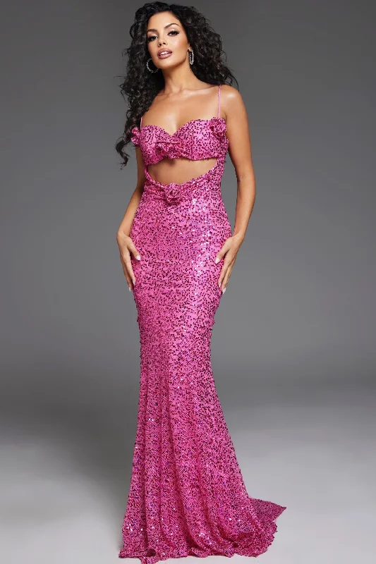 Maternity Evening Dress-Sequin Fitted Sleeveless Slit Gown by Jovani D5403