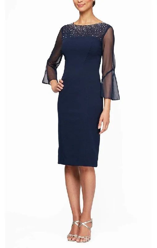 Alex Evenings - 8260208 Quarter Bell Sleeves Petite Sheath Dress