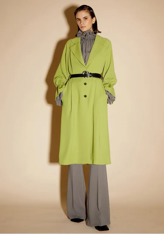 Cheap Geometric Maxi Dresses-Birelin Long Belted Trench Coat, Matcha