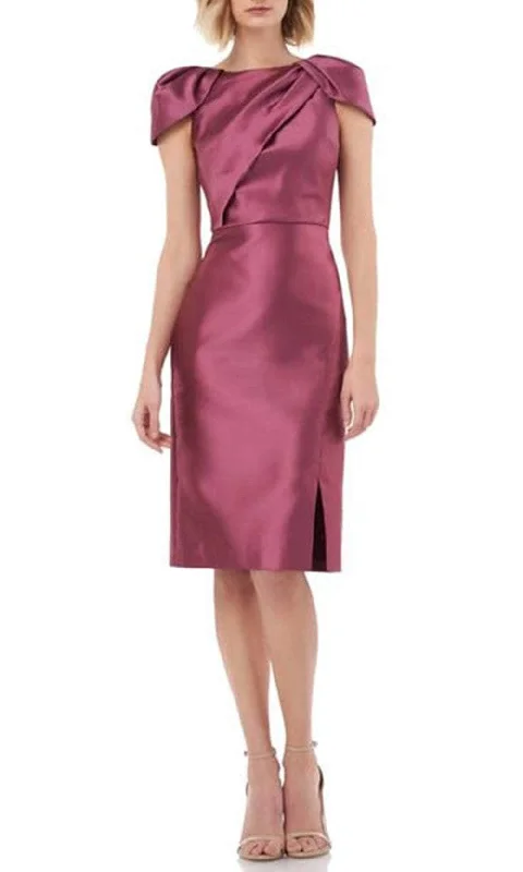 Kay Unger 5511122 - Pleated Cap Sleeve Knee-Length Dress