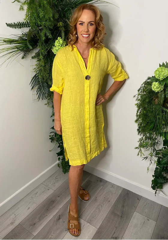 Orange Club Maxi Dresses-Serafina Collection One Size Long Tunic Dress, Yellow