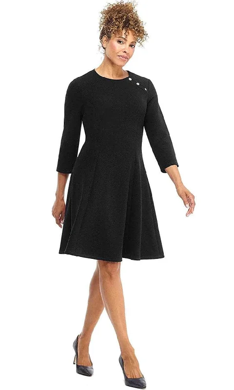 Geometric Long Sleeve Cocktail Dress-London Times T4704M - Quarter Sleeve Formal Dress