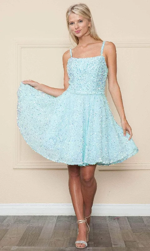 Designer Lace Cocktail Dress-Poly USA 8930 - Sequin A-Line Cocktail Dress