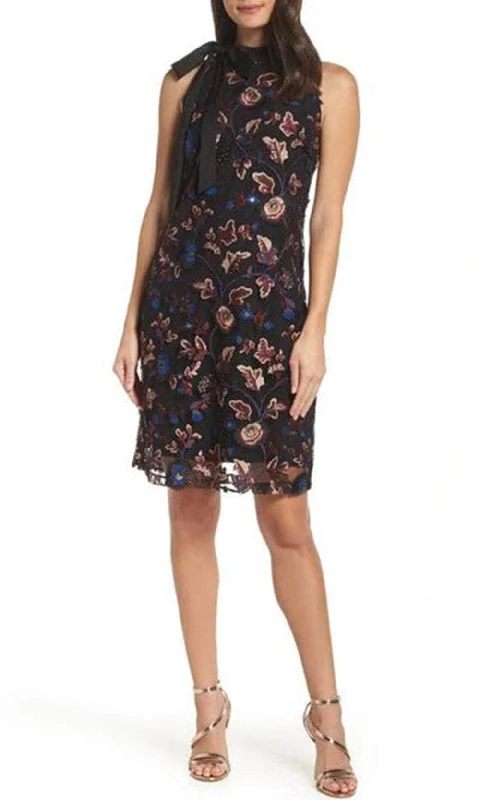 Wedding Cocktail Dress-Sam Edelman 36F296 - Sleeveless Ribbon Tied High-Neck Short Dress