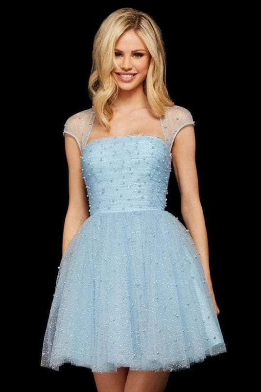 Elegant Strapless Cocktail Dress-Sherri Hill - Cap Sleeve Cocktail Dress 53077 - 1 pc Light Blue In Size 00 Available