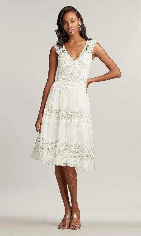 Long Evening Cocktail Dress-Tadashi Shoji - Anya Ruffle Lace Dress