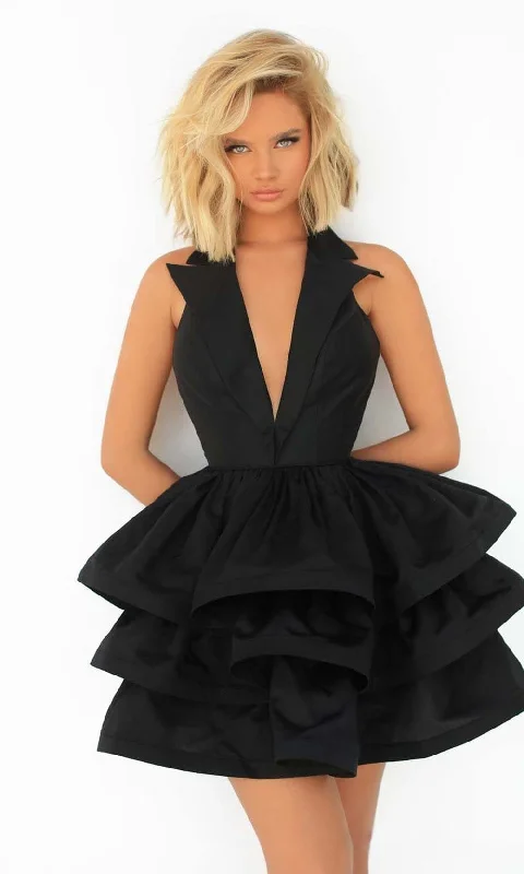 Petite Off Shoulder Cocktail Dress-Tarik Ediz - 51069 Halter Tuxedo A-Line Dress