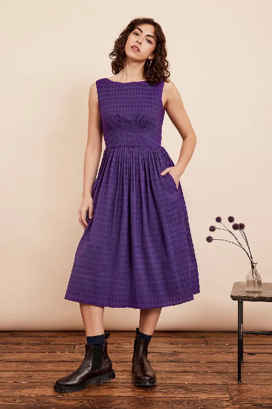 Plus Size Vintage Maxi Dresses-Abigail Violet Cotton Dobby Dress Long