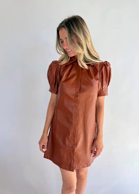 Halter Club Mini Dresses-HENLEY LEATHER MINI DRESS