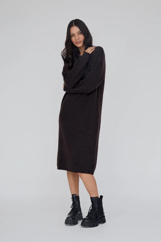 Off Shoulder Maxi Dresses-Claudine Long Dress - Chocolate Plum