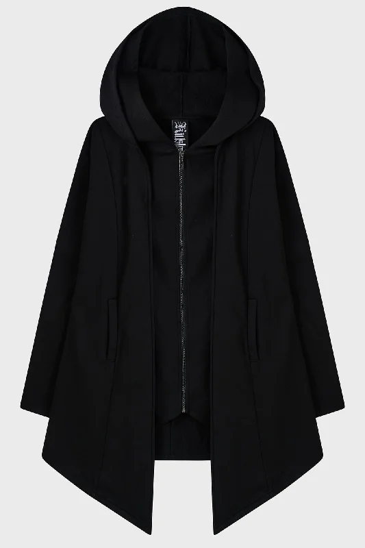 Formal Black Maxi Dresses-Hardcoded Poetry Longline Hoodie [PLUS]