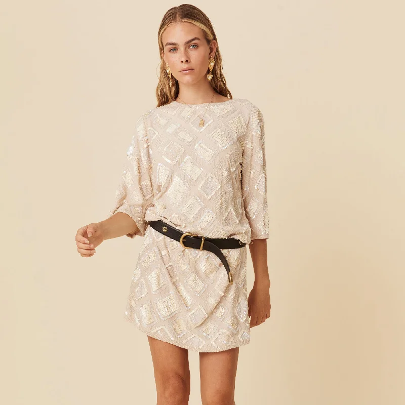 Petite Winter Mini Dresses-Light of Moon Sequin Tunic Dress