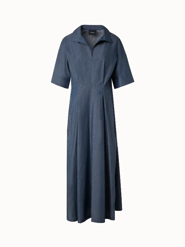 Purple Vintage Maxi Dresses-Long Shirt Dress in Sea Island Cotton