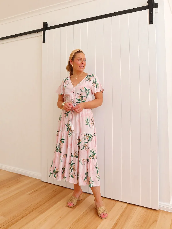 Green Winter Maxi Dresses-Longreach Dress - Pink