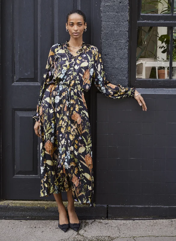 Maternity Beach Maxi Dresses-Luna Printed Long Shirt Dress